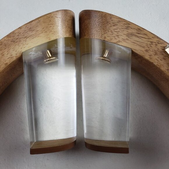 Trina Turk Palm Springs Lucite Heel Womens 9 Silver Wooden Slip On Platform Shoe - Picture 13 of 13